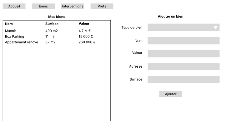 Maquette GestImmo Biens